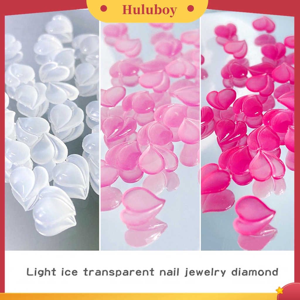 Huluboy Huluboy♡ 50pcs / Set Ornamen Kuku 3D Bentuk Hati Dapat Berubah Warna Untuk Dekorasi Nail Art