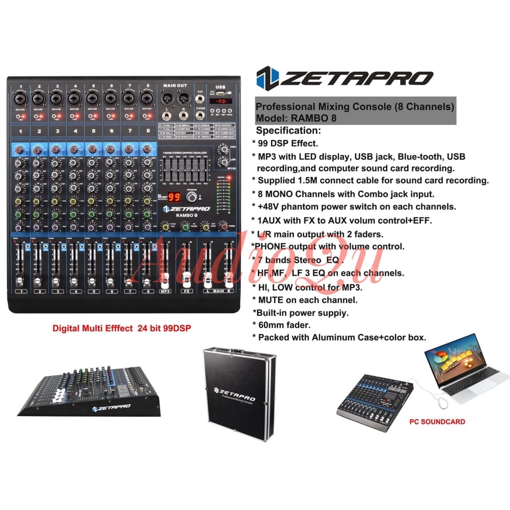 MIXER AUDIO ZETAPRO RAMBO 8 / ZETAPRO RAMBO8 ORIGINAL HARDCASE
