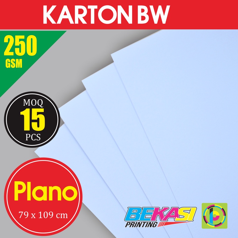 

Kertas Karton Blouse White BW 250 GSM Ukuran Plano 79x109 cm isi 15 Lbr