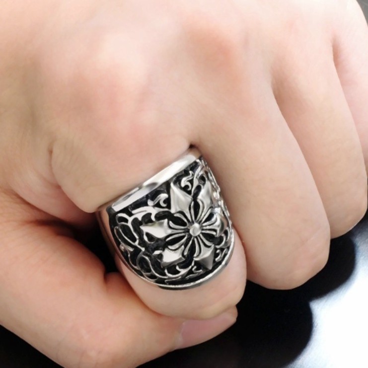 SEUSUK  Cincin Pria Motif 6 Bintang Gaya Punk Rock COD Ring