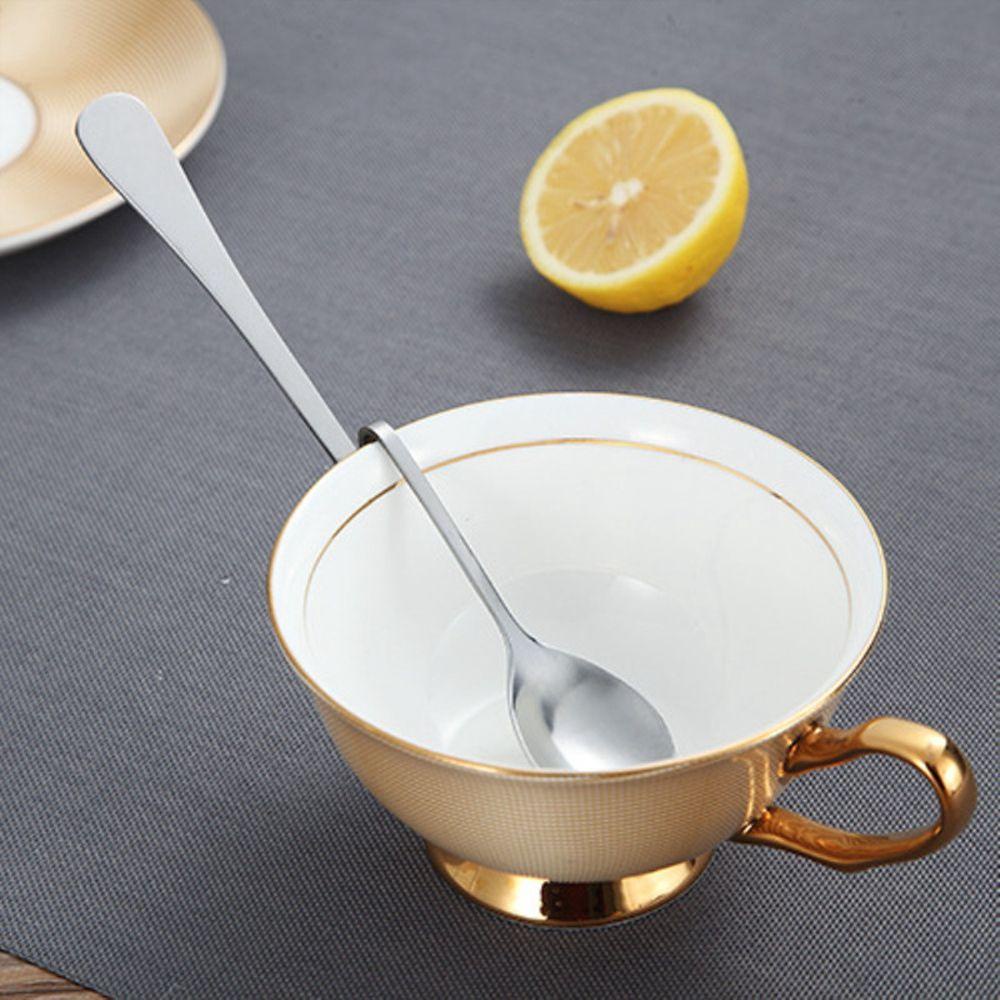 [Elegan] Sendok Pengaduk Stainless Steel Lengkung Dessert Susu Kopi Mixing Long Handled Seasoning Ladle