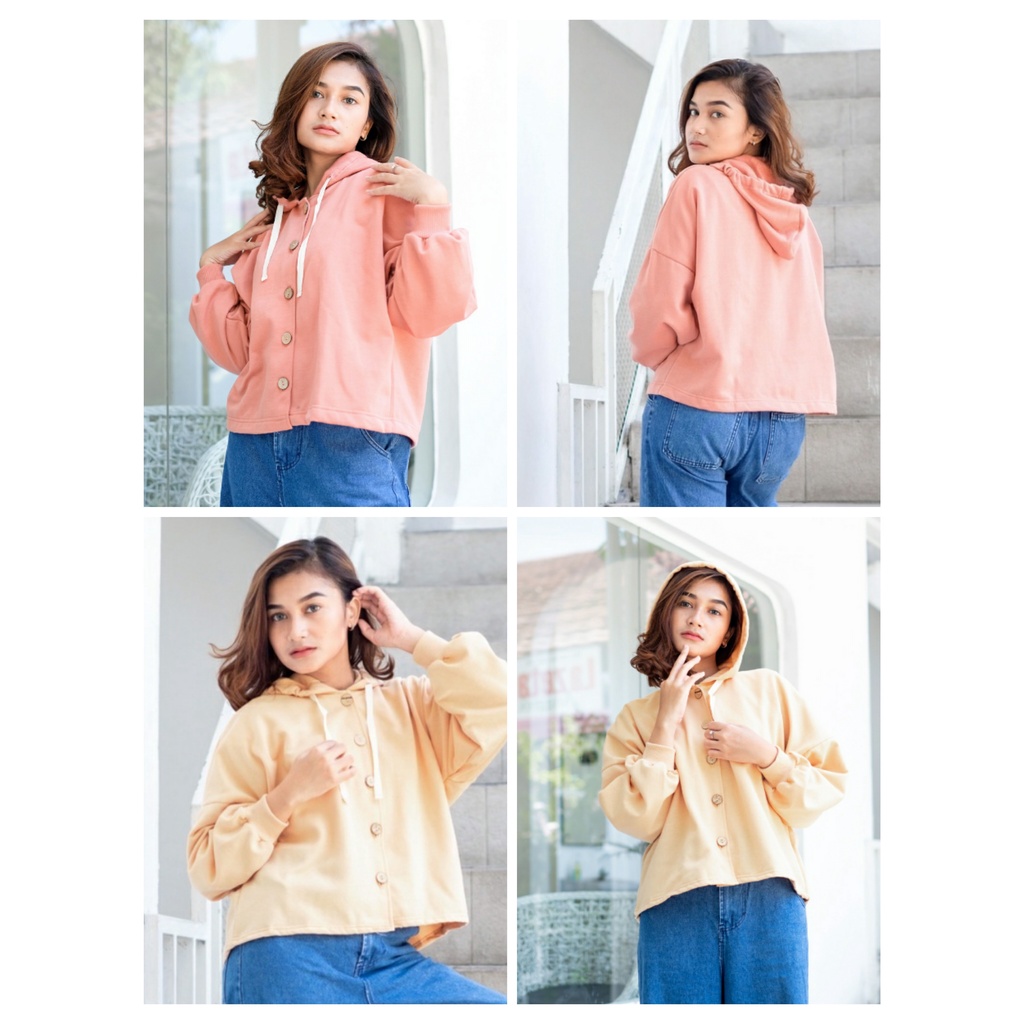 Hoodie Button Outer Korean Style Masa Kini