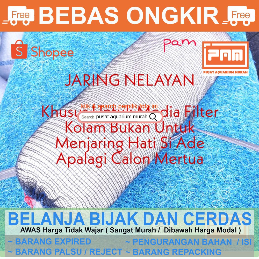 Jaring Nelayan Senar Kantong Waring Filter Kolam Media Koi MEMUASKAN Pusat Aquarium Murah PAM