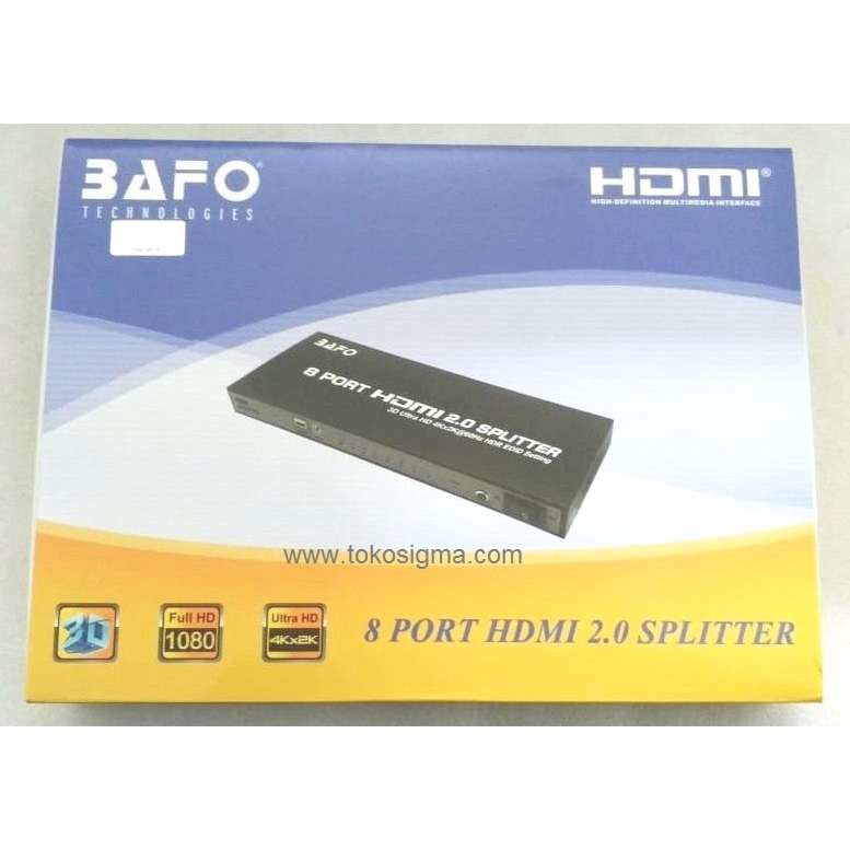 BAFO 8 Port HDMI Ver 2.0 Splitter 4K 60Hz UHD HDCP 2.2 Cabang Pembagi