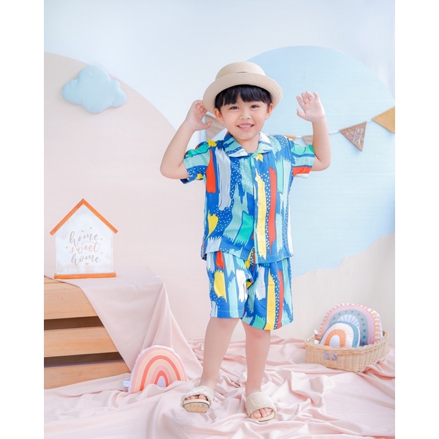 Kalea Set Setelan Rayon Kancing Anak Murah Junior Neeca Kiddos Size 6-10 Tahun