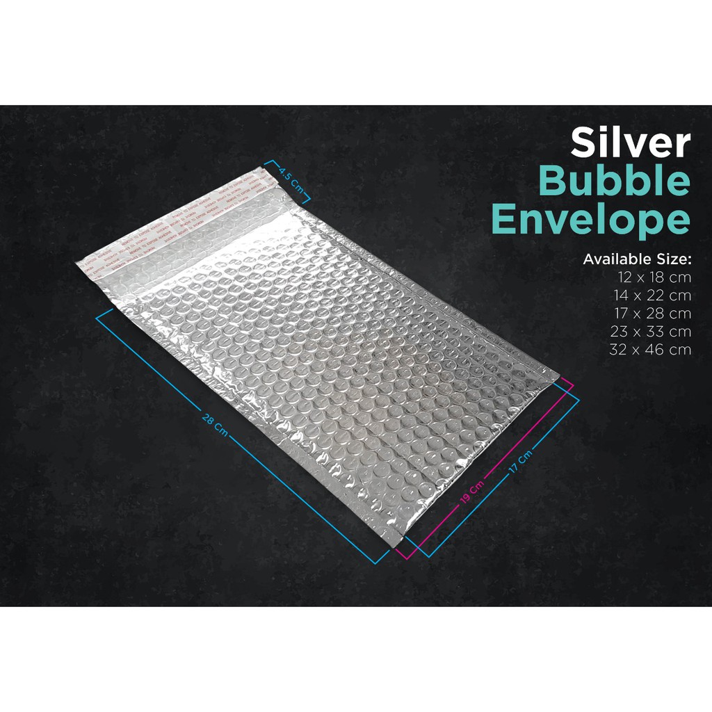 

Amplop Bubble 17 x 28 cm Silver Foil (isi 25 lbr)