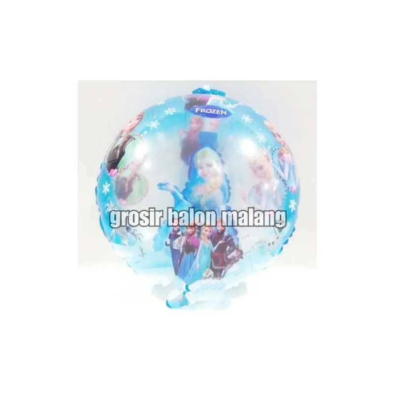 balon frozen bulat isi 2in1 biru