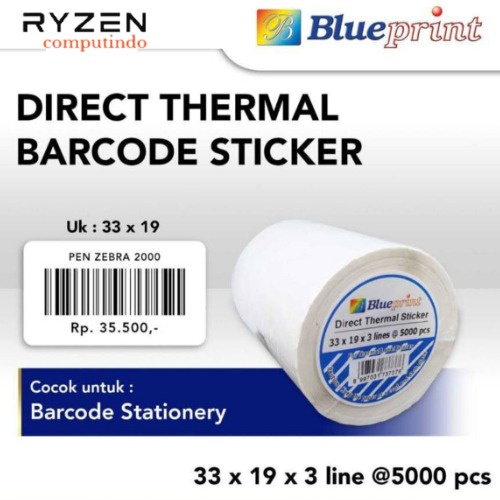 

Direct Thermal Sticker / Label Stiker BLUEPRINT 33x19x3 Line Isi 5000