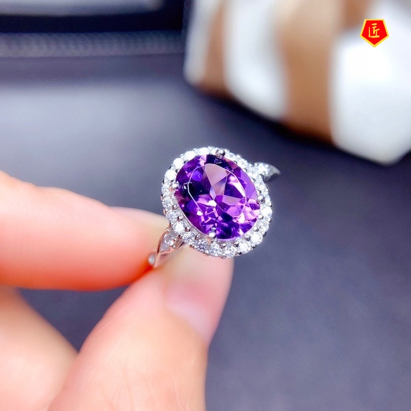 [Ready Stock]Elegant Simple Natural Amethyst Ring