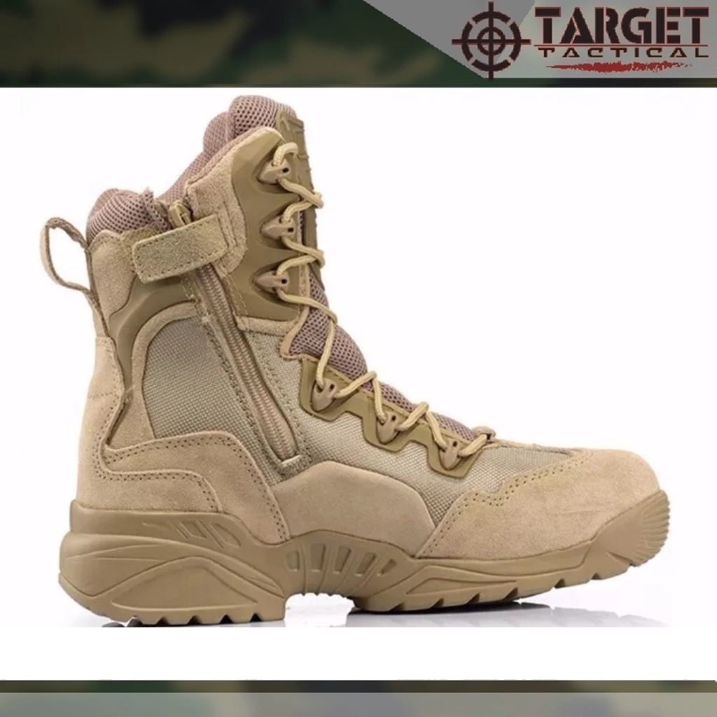 TARGET MILITARY Tactical Sepatu Boots Tactical Tinggi 8 Inci Waterproof Ritsleting Samping Pria Sepa