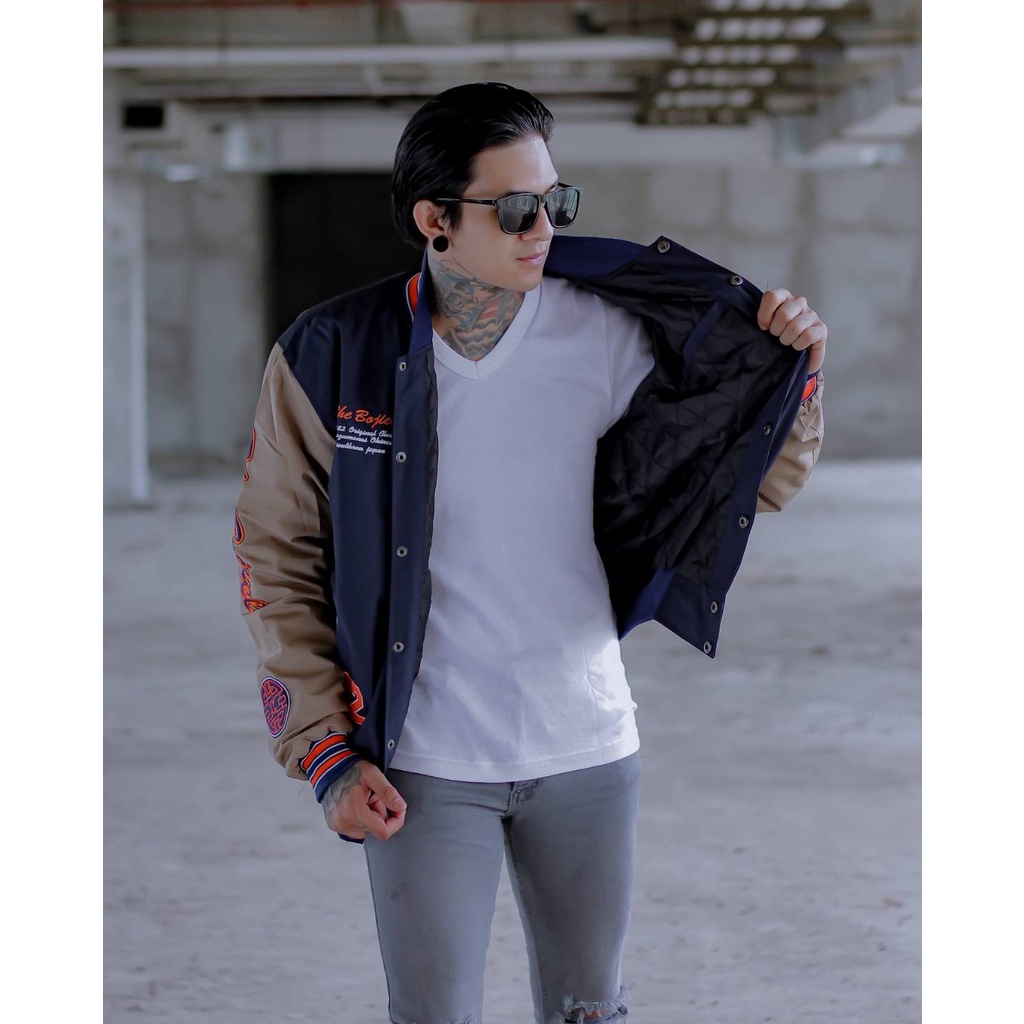 THE BOJIEL ORIGINAL Jaket Baseball Varsity  Bomber Bordir Emblem Oversize Terbaru Pria Wanita Kekinian