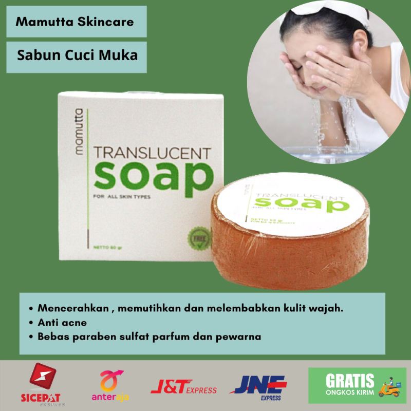 Translucent Soap Mamuta Sabun Cuci Muka Pembersih Pencerah Kulit Wajah Natural Alami Pria Wanita