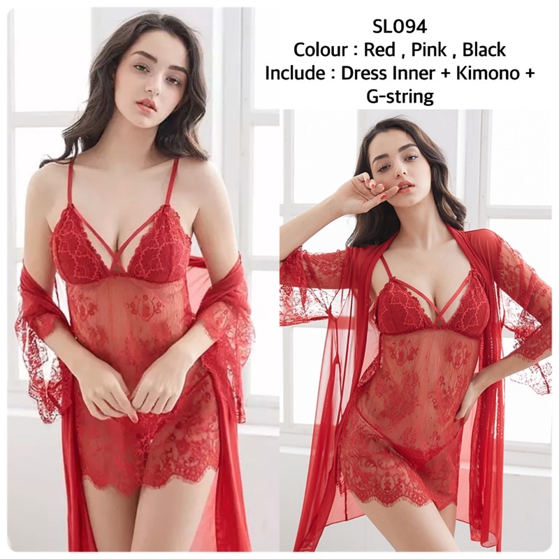 Lingerie Kimono Dress Sexy Oneset/ Baju Tidur Sexy Wanita / Lingerie Kimono / Kimono Transparan 94