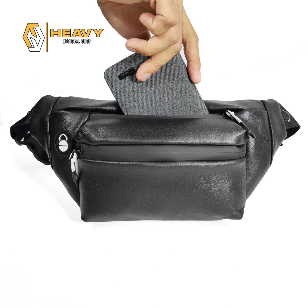 Tas Pinggang Kulit Sintetis PU. Leather Waistbag Original Heavy.bag - Waistbag pria/wanita