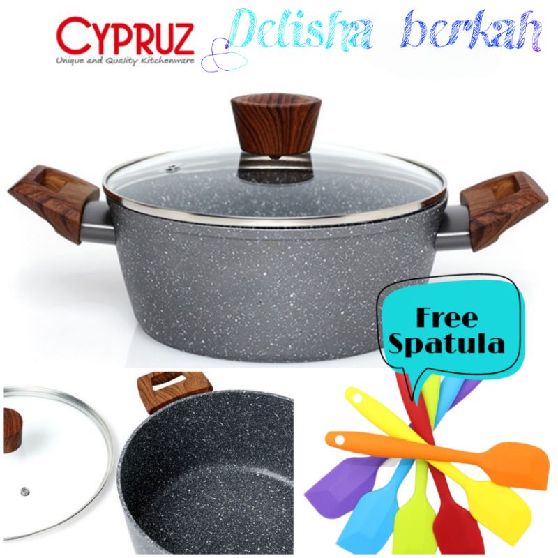 Panci Anti Lengket Anti Gores Panci Anti Lengket Keramik Panci Tutup Kaca Panci Cypruz Perlengkapan 
