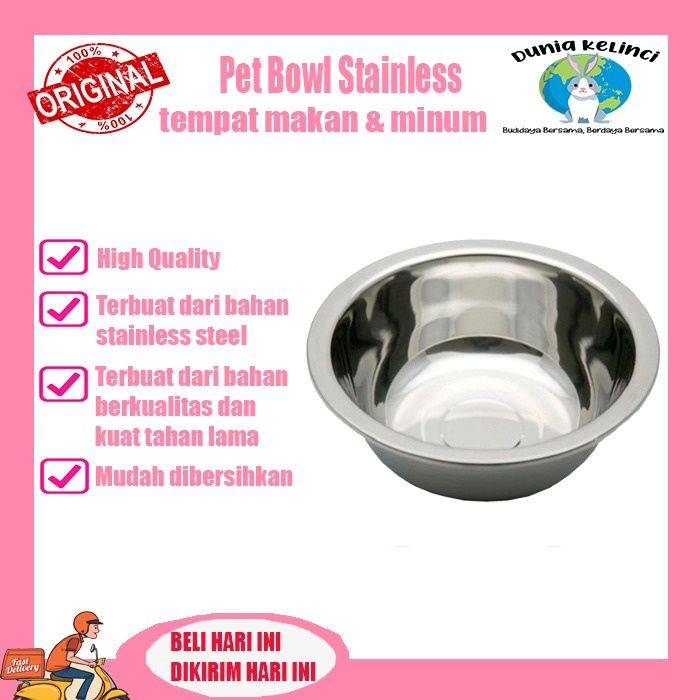 TEMPAT MAKAN  MINUM STAINLESS STEEL KUCING KELINCI PET BOWL