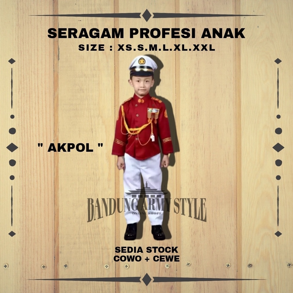 SERAGAM AKPOL ANAK/KOSTUM AKPOL ANAK/BAJU PROFESI AKPOL/baju profesi anak/kostum karnaval SRAGAM AKMIL ANAK MURAH BANDUNG