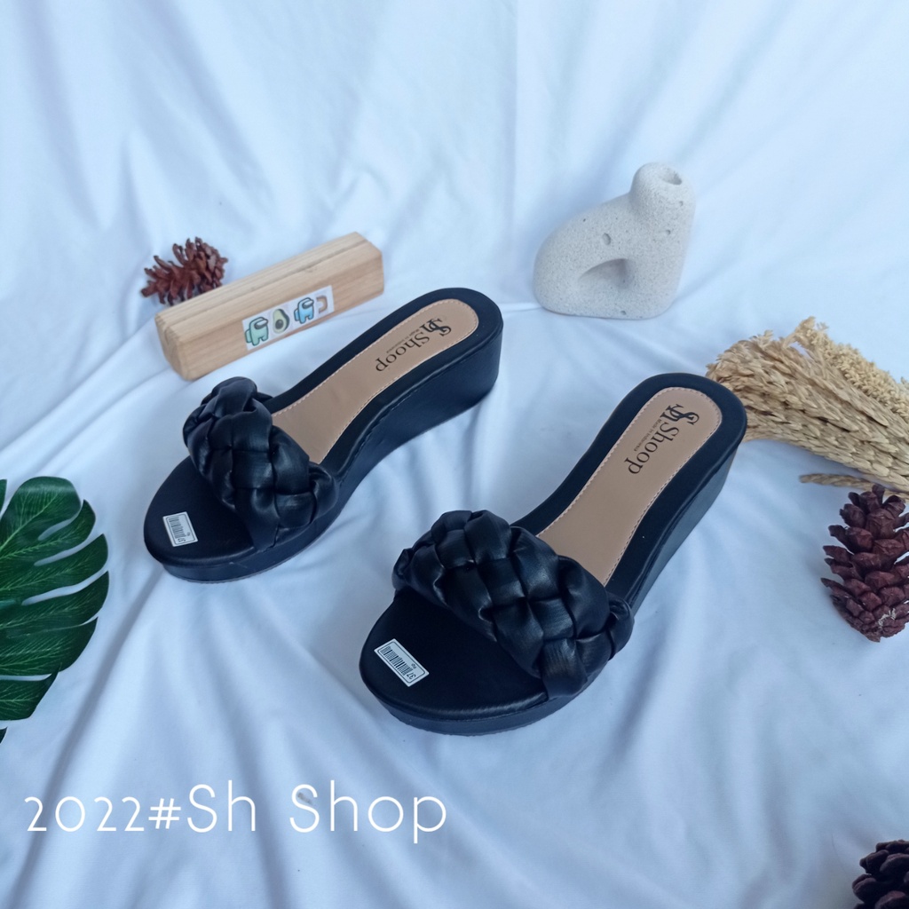 Sandal Wedges Wanita Terbaru Sendal Wanita Kepang Ad07