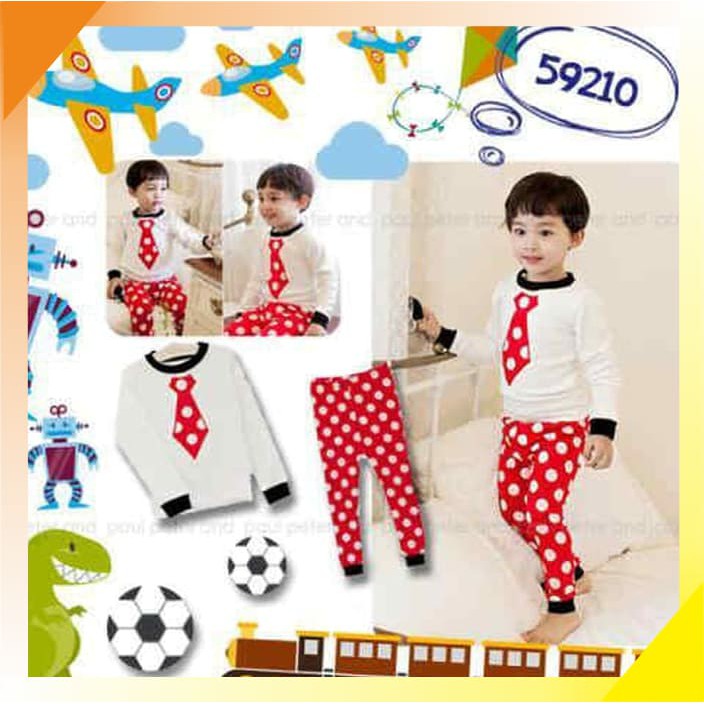 Piama Piyama Baju Tidur Setelan Anak Laki-laki PIPO Dasi - 4-5 tahun SH376
