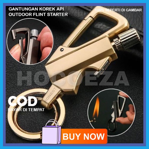 KOREK API PEMANTIK API GANTUNGAN KUNCI WINDPROOF MULTIFUNGSI EDC FLINT STARTER CARABINER BR28