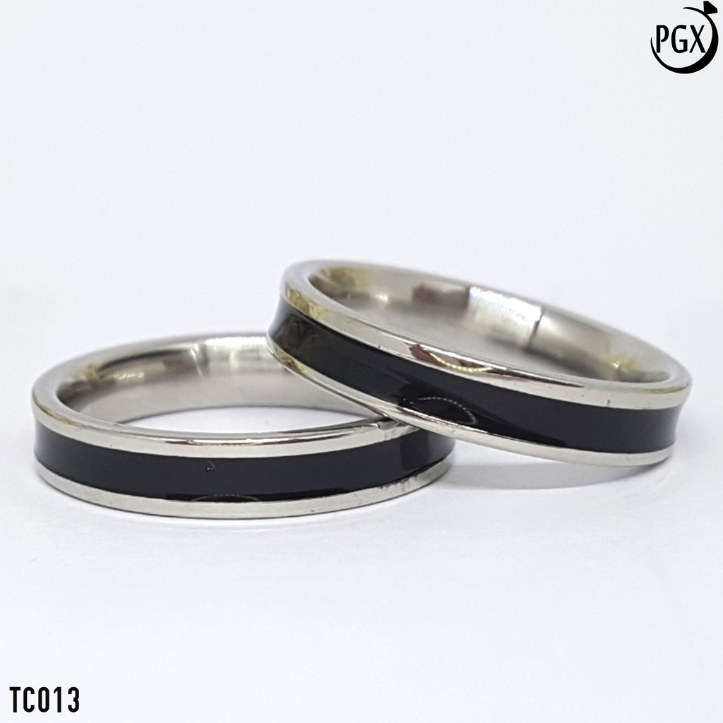 PGX Cincin Titanium Couple Silver Aksesoris Fashion Perhiasan Anti Karat - TC013