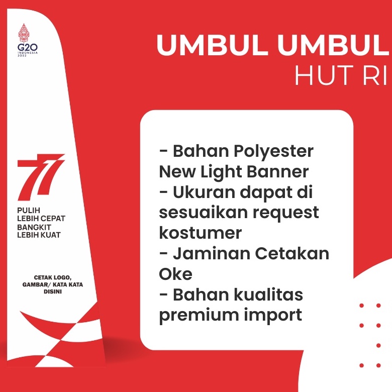 

Umbul Umbul HUT RI Terbaru Cetak Cutom Bahan Premium dan Custom Desain