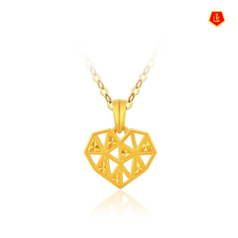 [Ready Stock]Creative Love Heart-Shaped Enamel Fashionable Golden Pendant