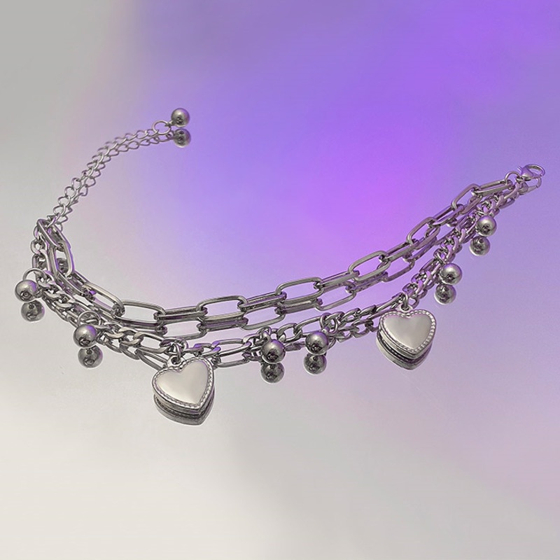 Double Heart Bracelet Accessories Hip Hop Trend