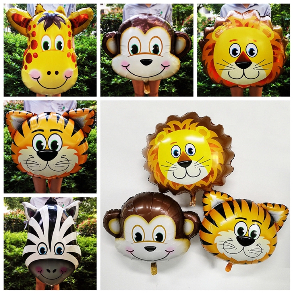 Balon Aluminum Foil Bentuk Kartun Hewan Harimau Untuk Dekorasi Pesta Ulang Tahun