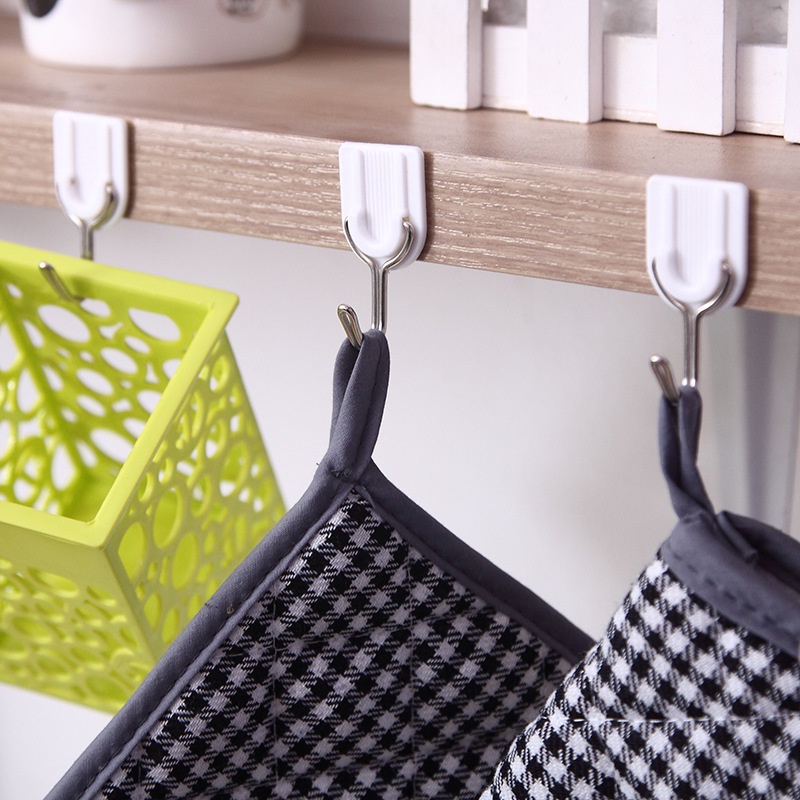 6pcs / set Kait Dinding Bentuk U Seamless Dengan Perekat Untuk Dapur / Kamar Mandi