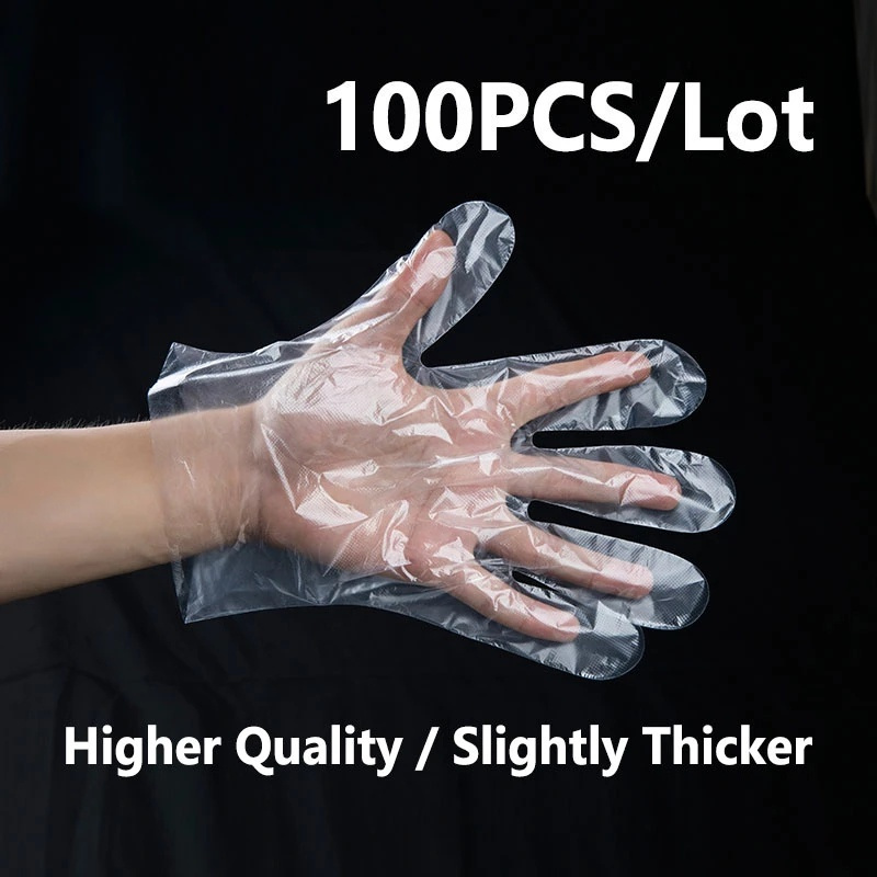 [100PCS Disposable Transparent  Food Plastic Gloves ][ Oil - proof Waterproof  Kitchen Protect Good Gloves][ Restaurant BBQ  Eco-friendly PE Gloves][Fruit Vegetable Gloves]