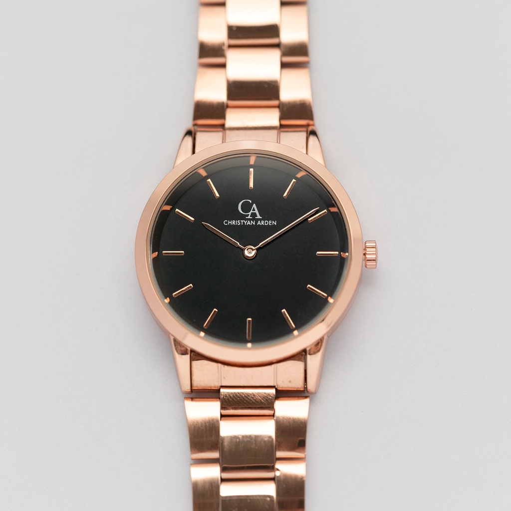 Jam Tangan Rantai Couple Anti Air Christyan Arden Grand CA Magnificent Icon Golden Rose Black Dial J