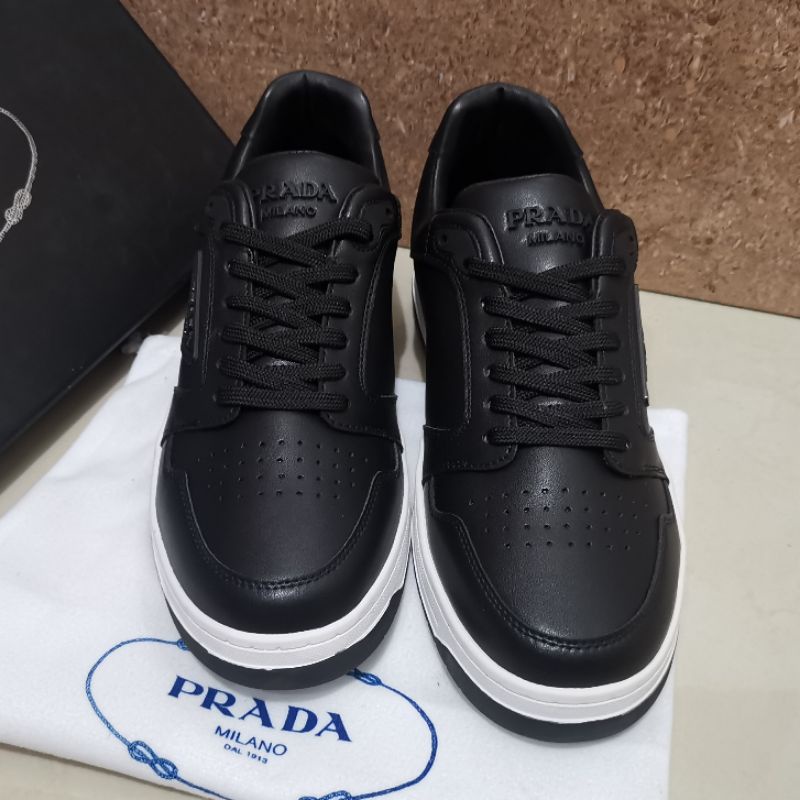 sepatu hitam pr4da sneaker pria type 2022lv mirror shoes men run away kulit asli leather P1SHOES black cowok