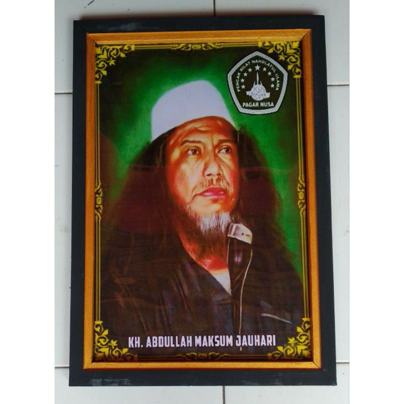 LUKISAN HIASAN DINDING DEKORASI RUMAH RUANG TAMU GAMBAR KH ABDULLAH MAKSUM JAUHARI