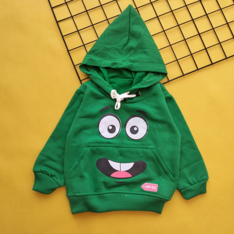 sweater mantel bayi tali 6-18 bulan motif emoticon