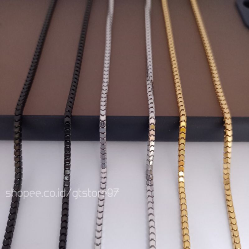 Kalung Titanium Pria Wanita Cowok Cewek Kalung Anti Karat Kalung Milano kaca