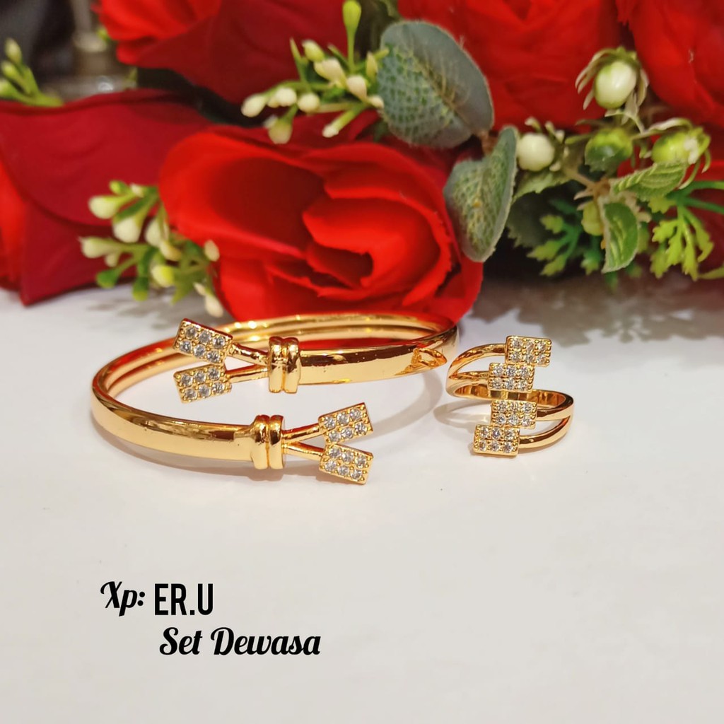 Gelang TITANIUM Bangle Dewasa FREE cincin varian motif,perhiasan emas Korea tidak karat COD