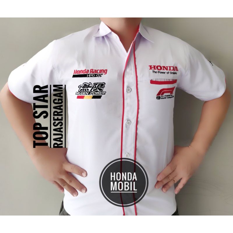 Baju Otomotif HONDA MOBIL Seragam Komunitas Moto GP Kemeja Bordir F1