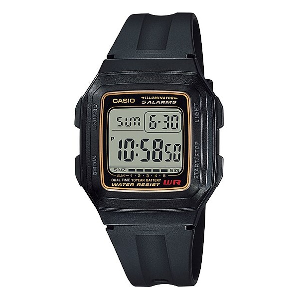 Casio Original F-201WA-9A / F201WA  Jam Tangan Pria Digital Karet Resin Band