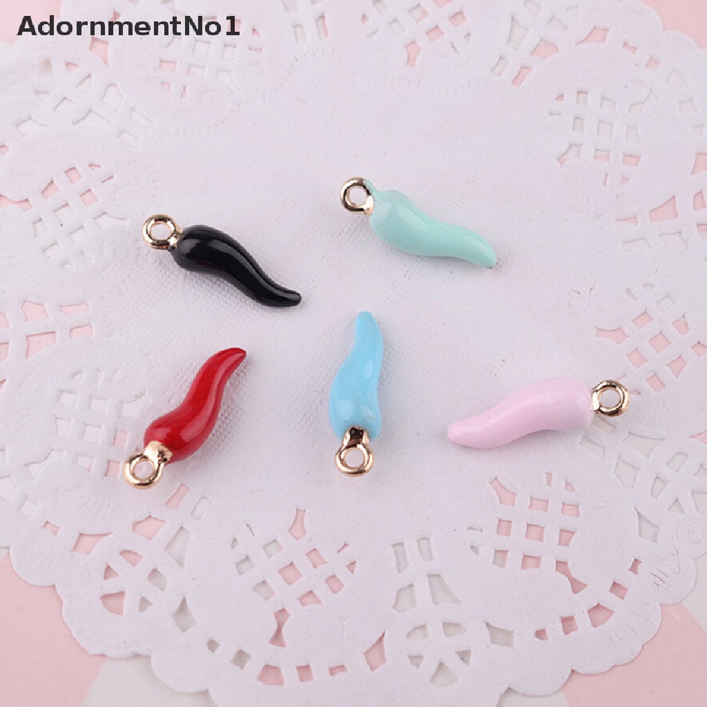 (AdornmentNo1) 10pcs / Set Liontin Bentuk Cabai 3D Bahan Alloy Untuk Kerajinan Tangan / Perhiasan DIY