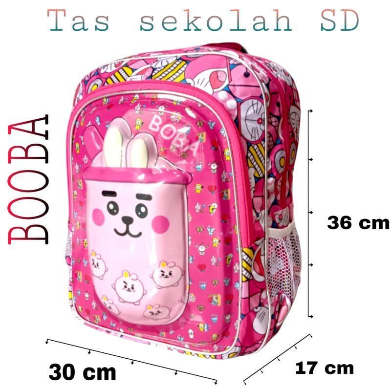 TERBARU Tas BOBA Ransel Sekolah Anak SD Karakter BOBA 2in1 Gratis Tempat Pensil Lucu