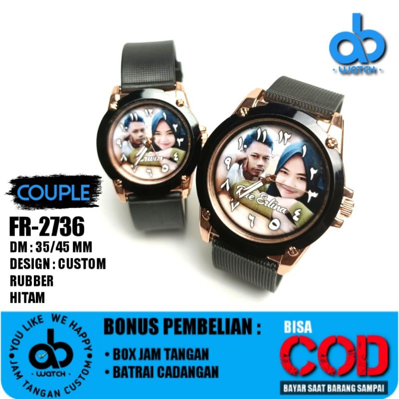 Jam Tangan Couple Custom Foto FREE BOX DAN BATERAI CADANGAN