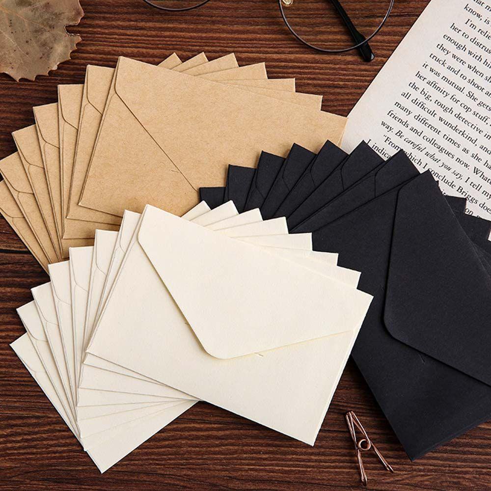 Mxbeauty Amplop Kertas Kecil DIY Hitam Cover Kartu Ucapan Alat Tulis Undangan Pernikahan Surat Kertas Amplop Jendela