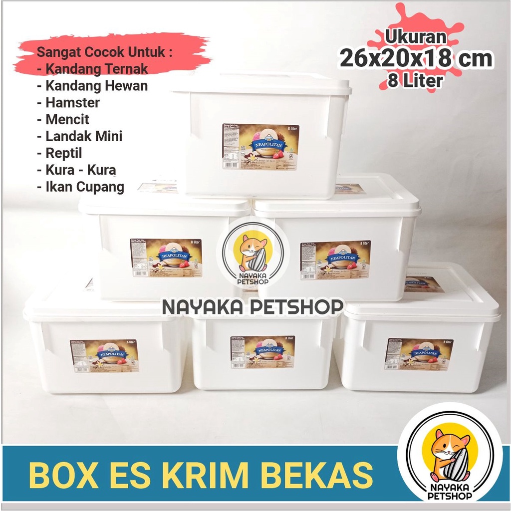 Kandang Hamster Box Es Krim Bekas Campina 8 Liter Wadah Kotak Ice Cream Ember Eskrim Tempat Ternak Mencit Tikus Reptil Hewan