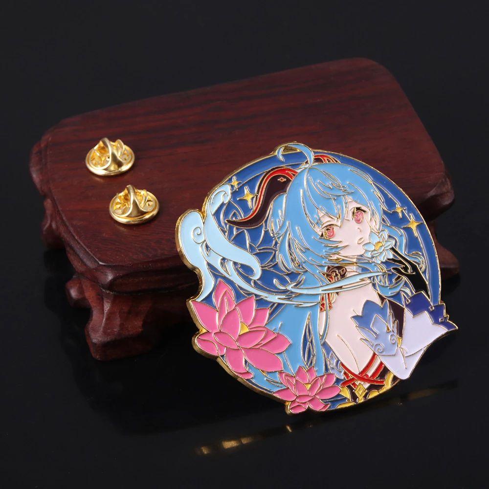 Lanfy Genshin Impact Bros Souvenir Perhiasan Hadiah Anime Keqing Medali Liontin Venti Bros Pin