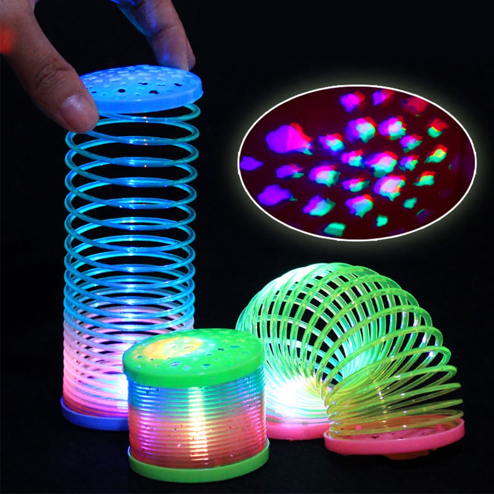 (Tk) 1pc Mainan Per Slinky Warna Pelangi Glow In The Dark Untuk Anak