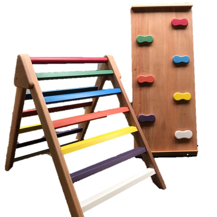 Sewa Pikler Triangle With Slide & Rock Climbing – Standar – Colorful