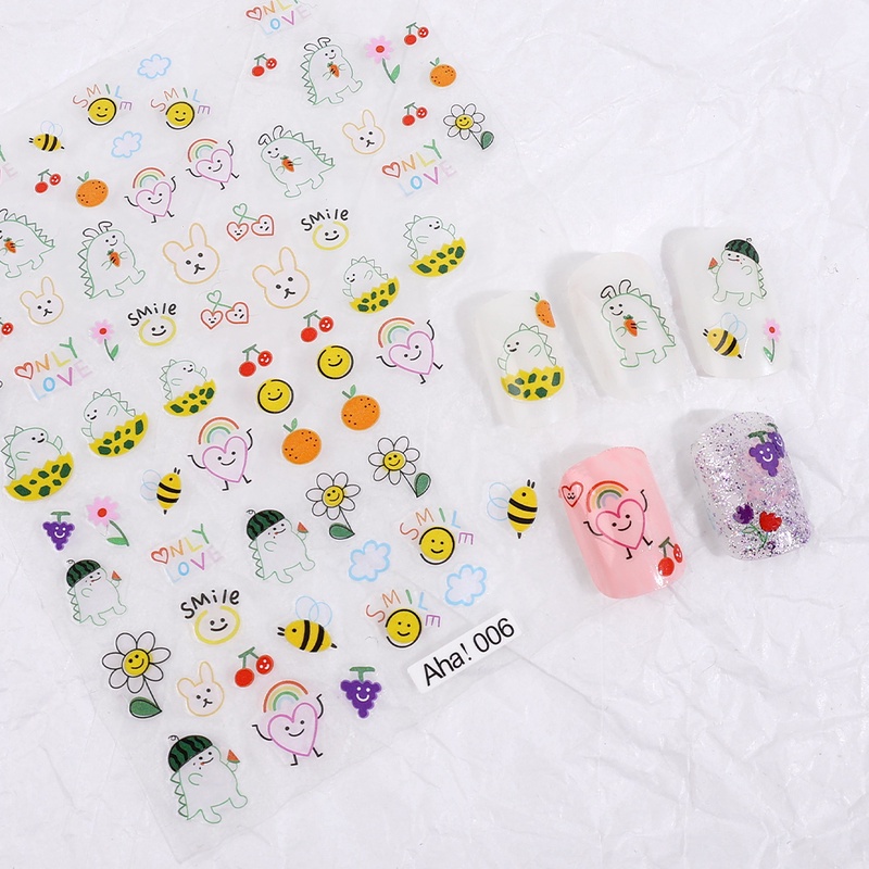 Stiker Kuku Motif Kartun Dinosaurus Pikachu Untuk Manicure