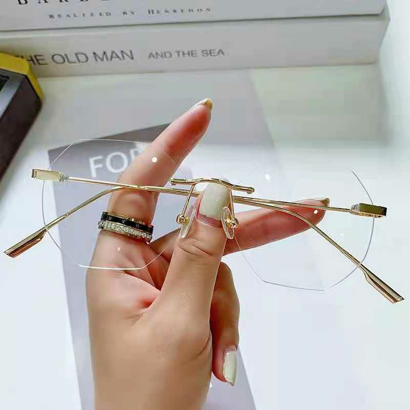 Kacamata tanpa bingkai minus wanita fashion 2021 korean