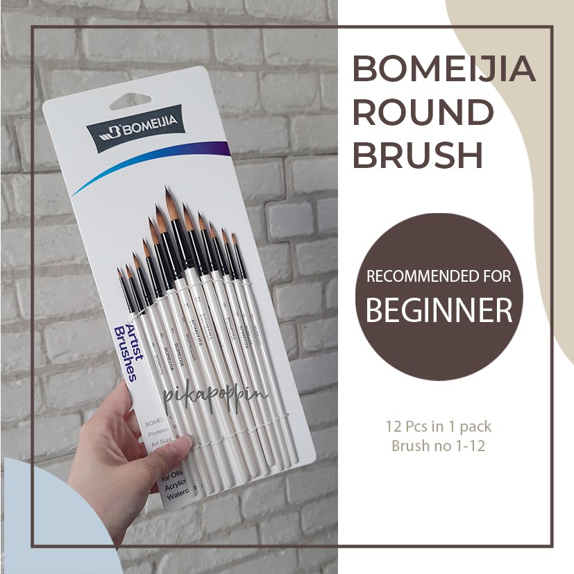 

[Artopia] BOMEIJIA Round/Filbert/Flat Brush 12 pcs